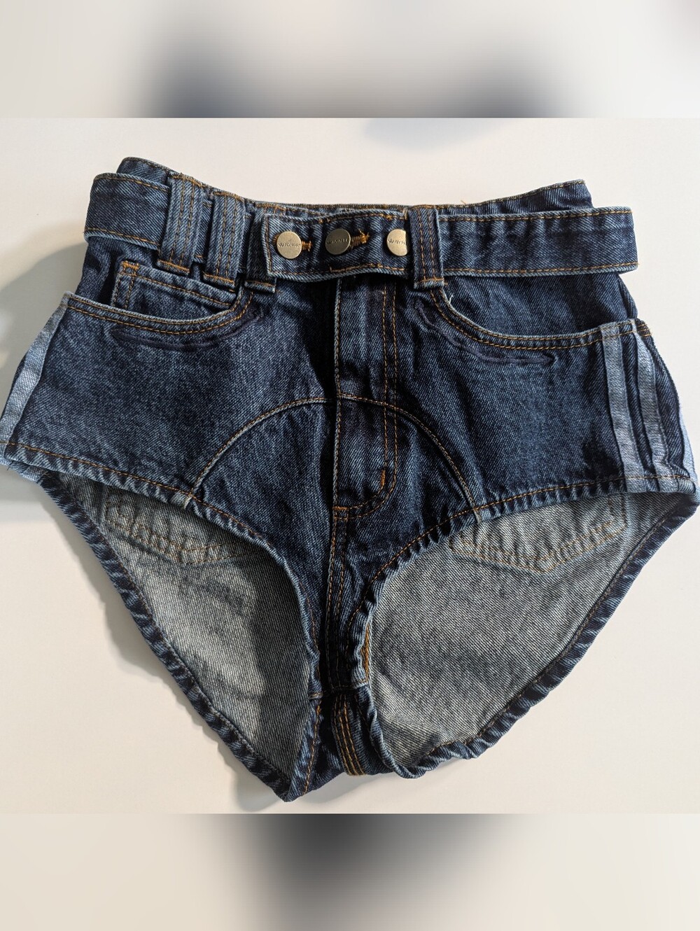 Adidas Ivy Park Designer Denim Chaps Shorts Women's XS Blue, Beyonce
